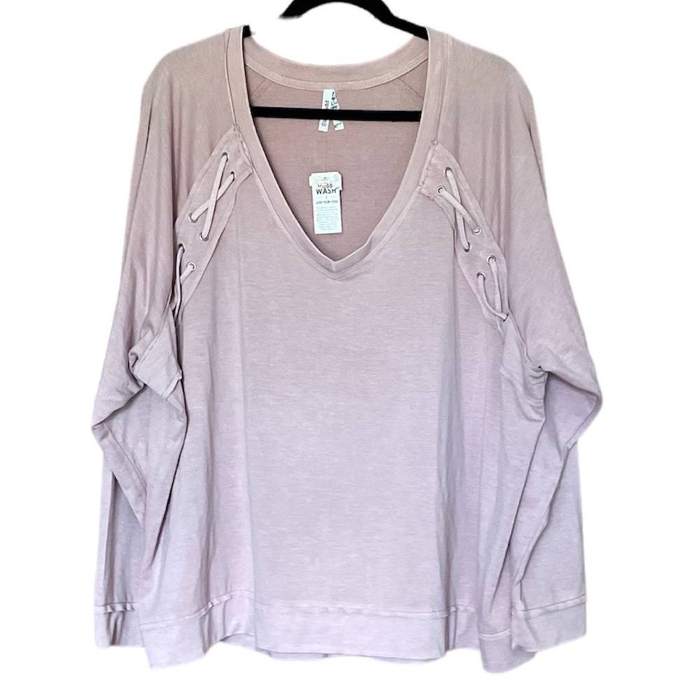MUDD V-Neck Long Sleeve Mauve Top Size 2X